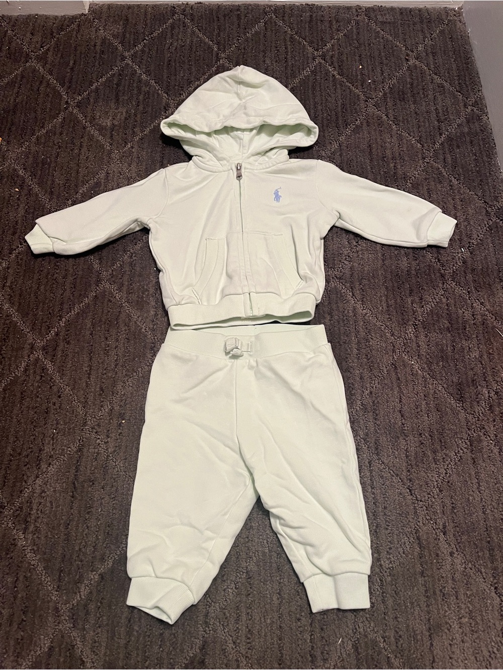 Ralph Lauren Baby Polo Mint Hooded Sweatshirt & Joggers Set Size 6M